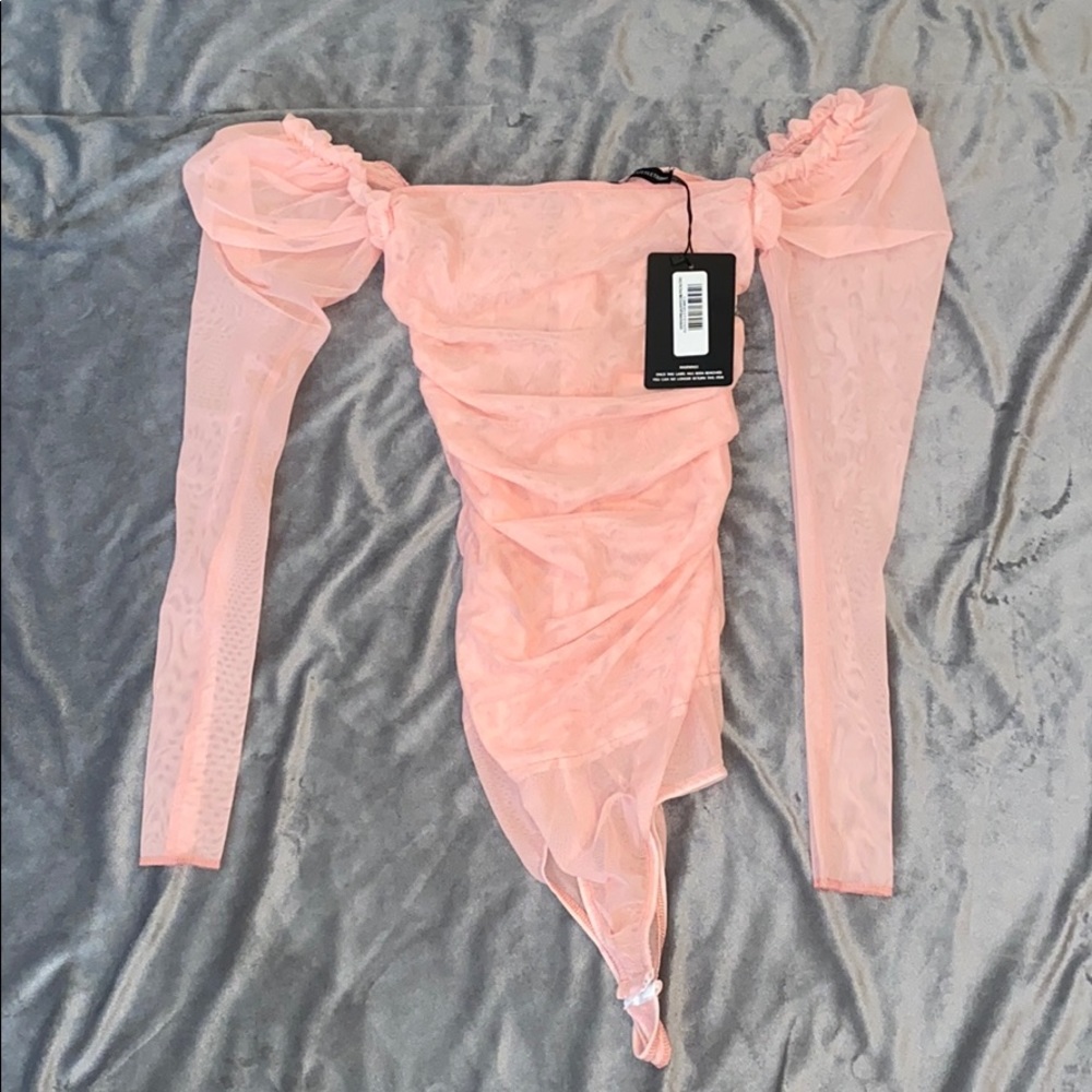 Ruched mesh bodysuit